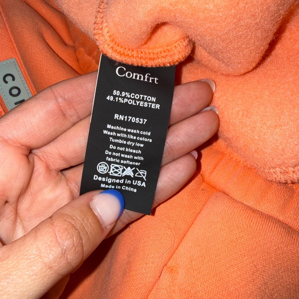 Comfrt Sweatpants Womens Medium Orange Excellent Fleece Joggers Loungewear - Picture 4 of 4